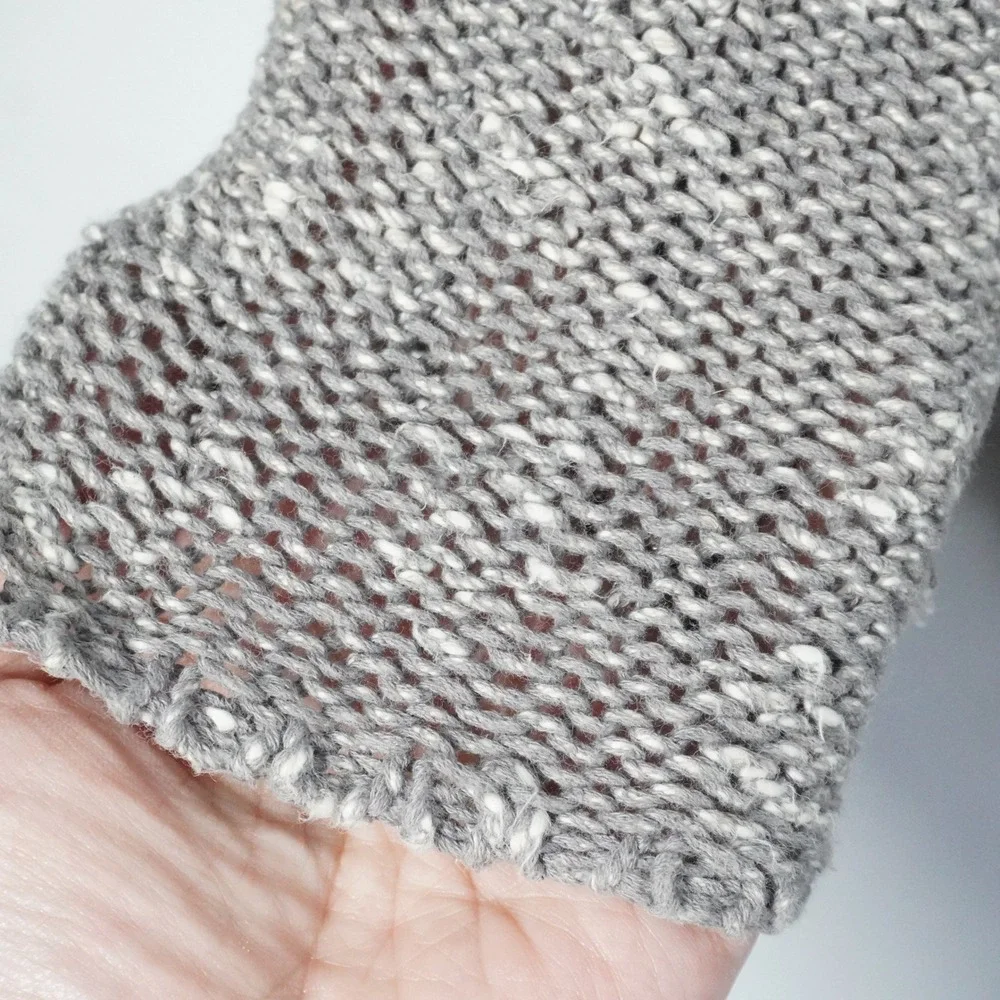Helmut Lang Grey Marled Cotton Linen V-Neck High-Low Knit Sweater Size P - Picture 4 of 11